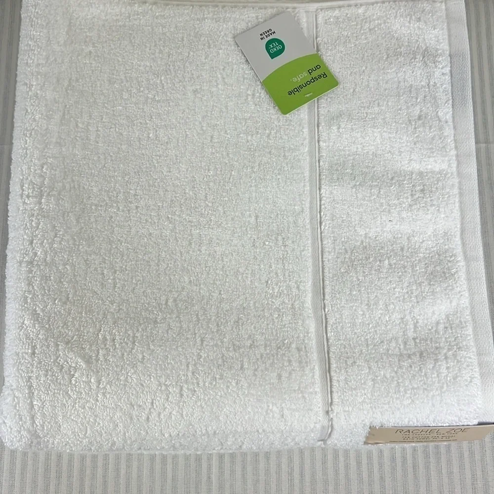 Rachel Zoe Bath Towel Set White 2 PCS Cotton Modal NEW